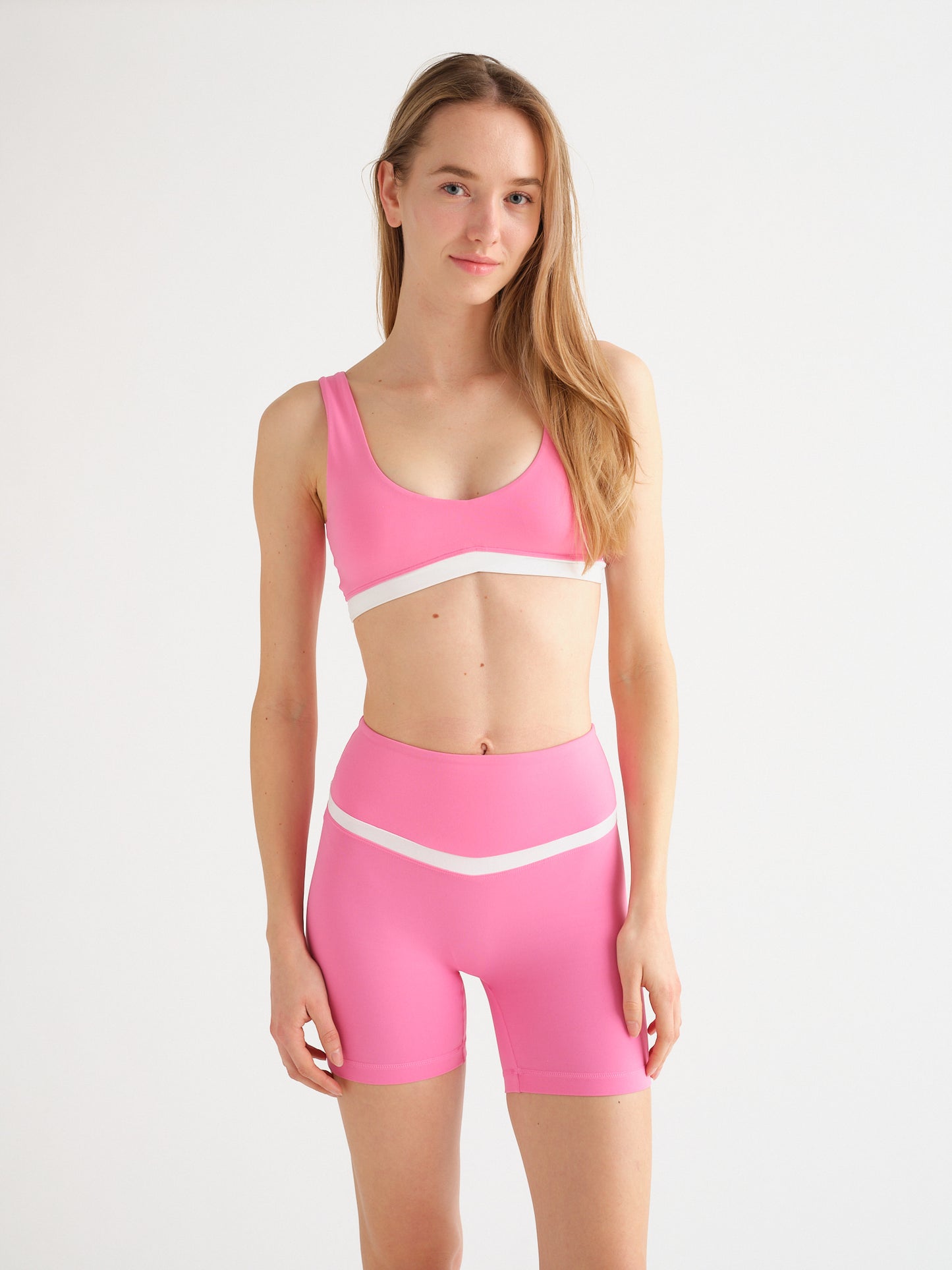 Pink/White High-Waisted Shorts