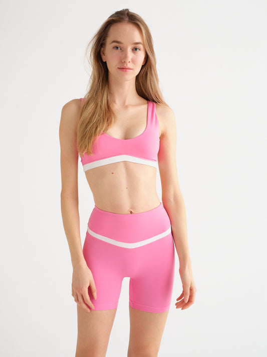 Pink/White High-Waisted Shorts