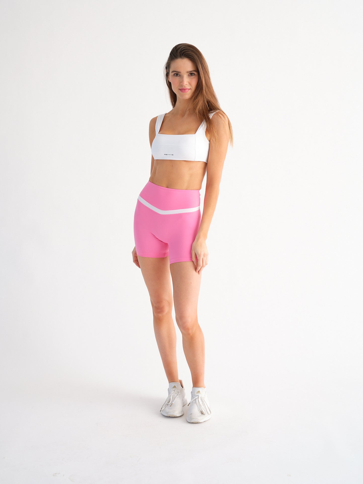 Pink/White High-Waisted Shorts