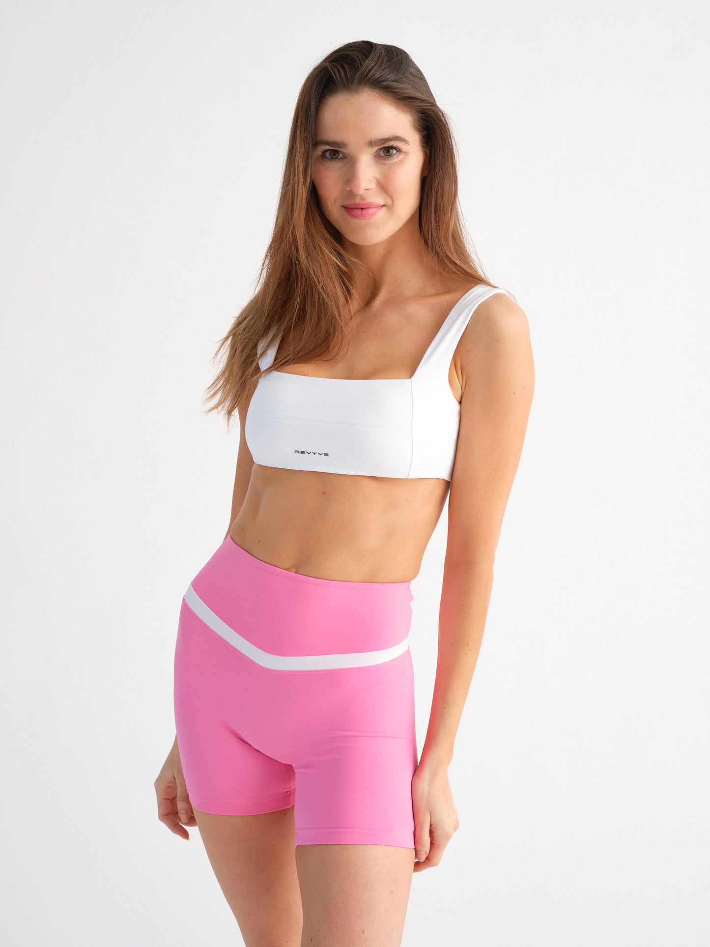 Pink/White High-Waisted Shorts