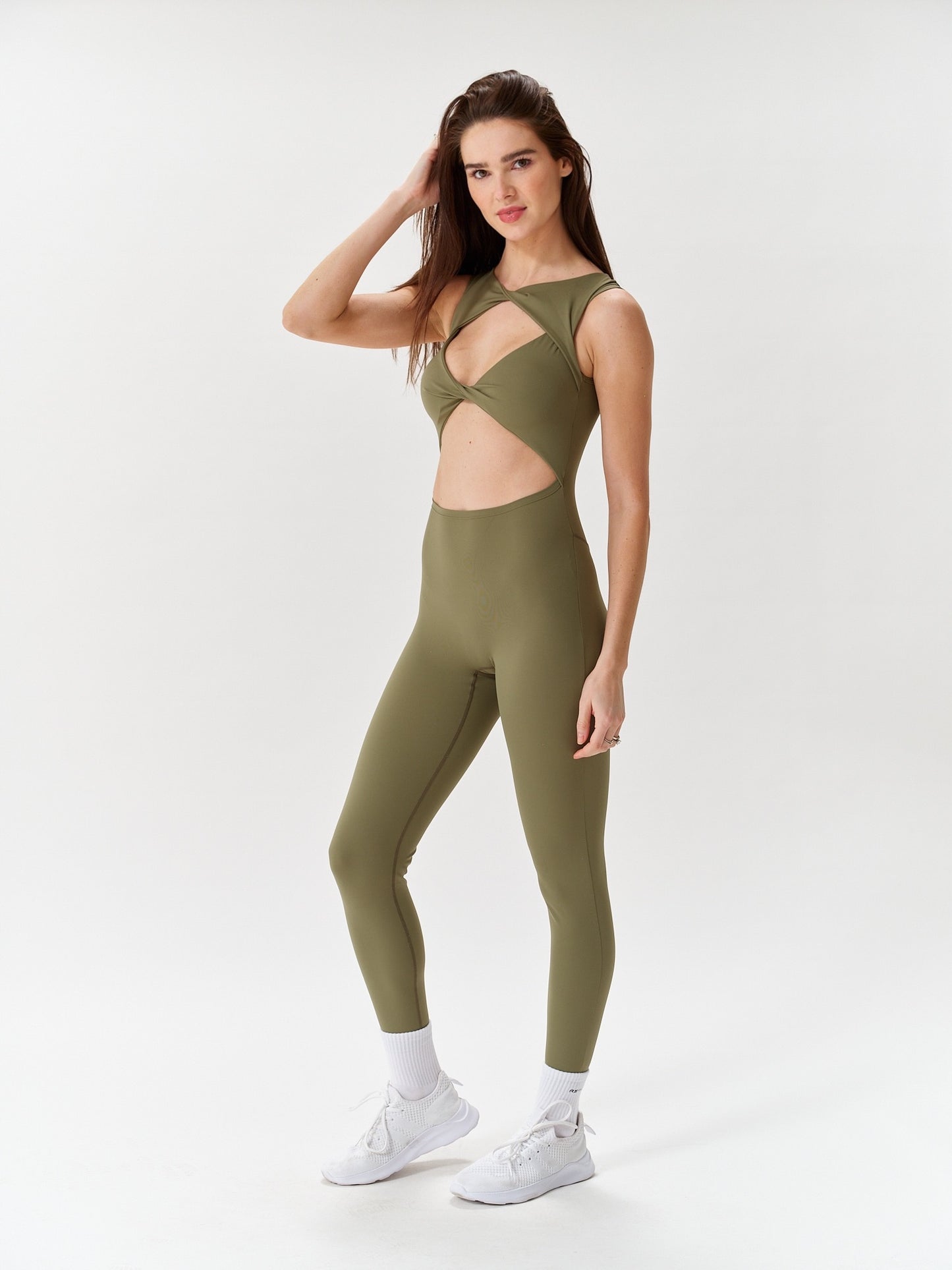 Revyve Peek-a-Boo Jumpsuit in Olive