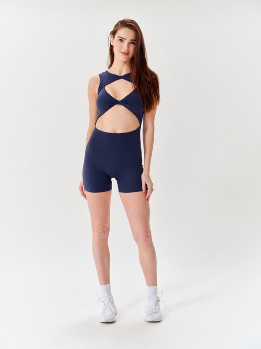 Peek-a-Boo Onesie in Navy