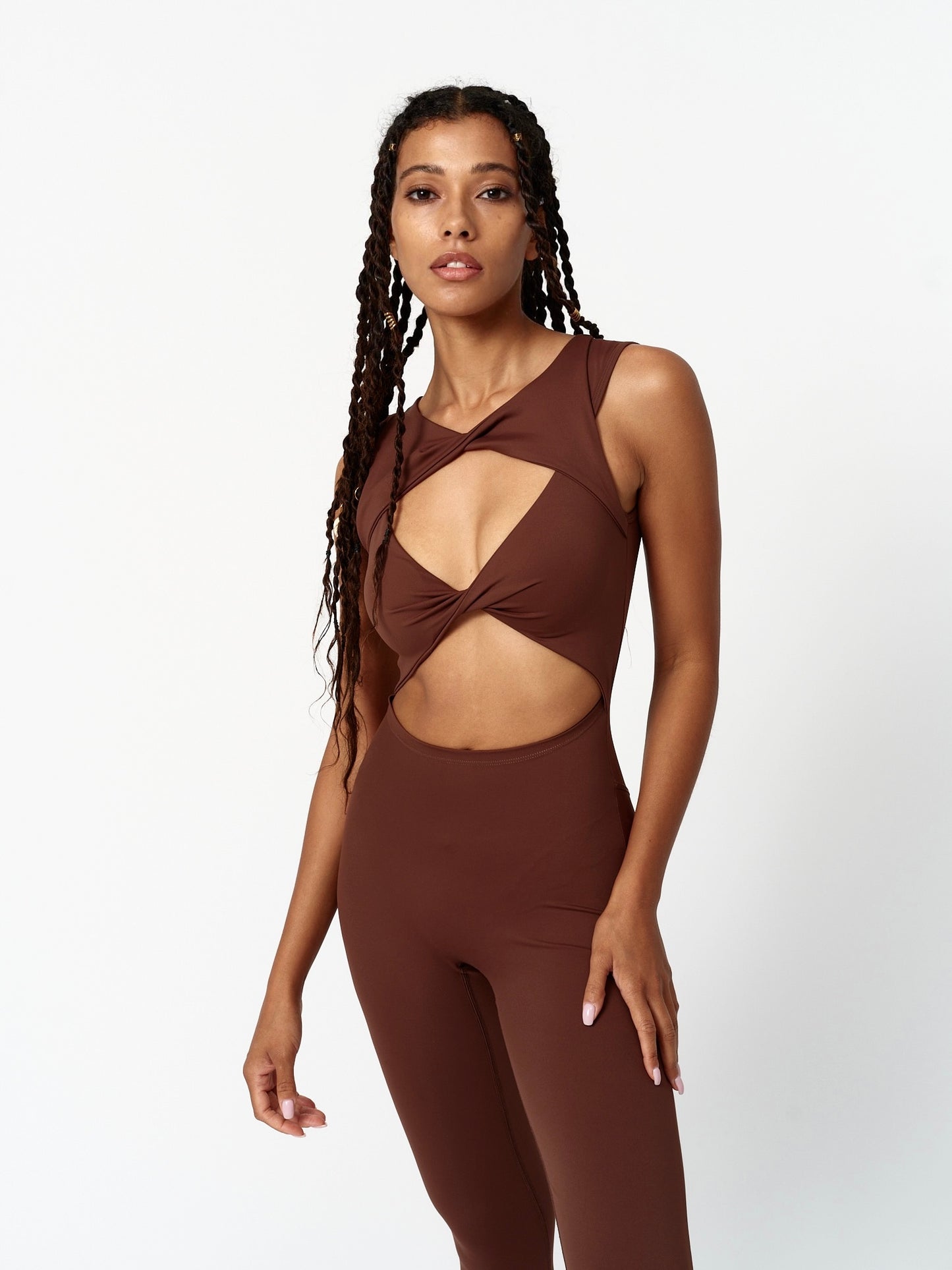 Revyve Peek-a-Boo Cutout Jumpsuit Espressò