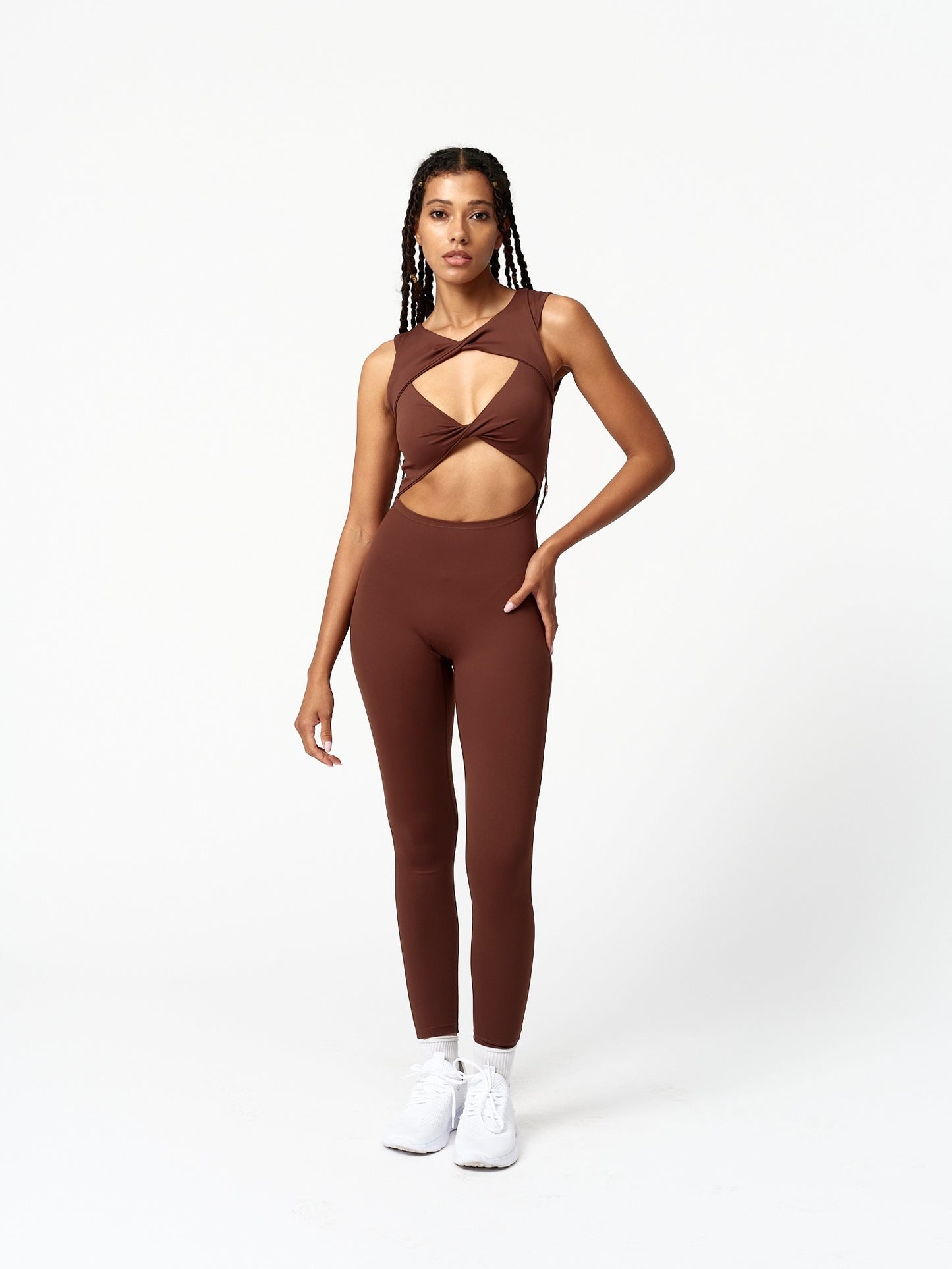 Revyve Peek-a-Boo Cutout Jumpsuit Espressò