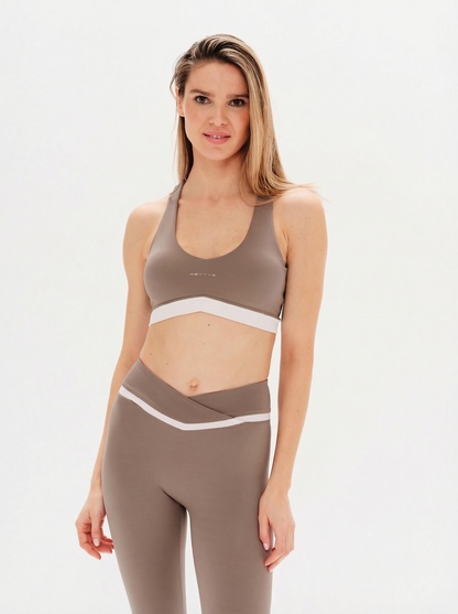 Walnut/White Scoop Bra